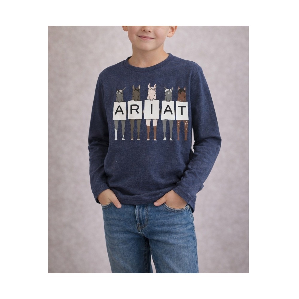 Ariat Youth Horse Graphic Long Sleeve Tee Organic Cotton Size S‎ (7–8)